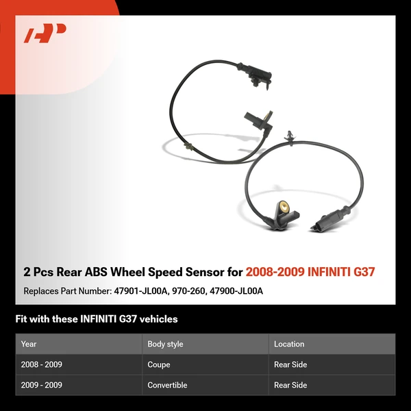 2 Pcs Rear ABS Wheel Speed Sensor for 2008-2009 INFINITI G37