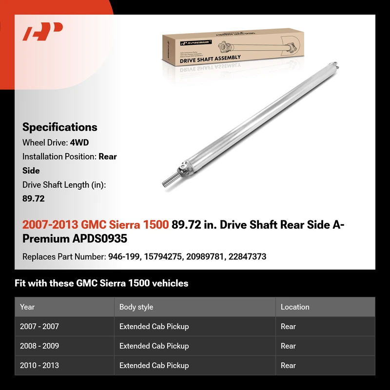 2007-2013 GMC Sierra 1500 89.72 in. Drive Shaft Rear Side A-Premium APDS0935