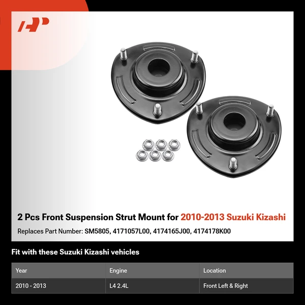 2 Pcs Front Suspension Strut Mount for 2010-2013 Suzuki Kizashi
