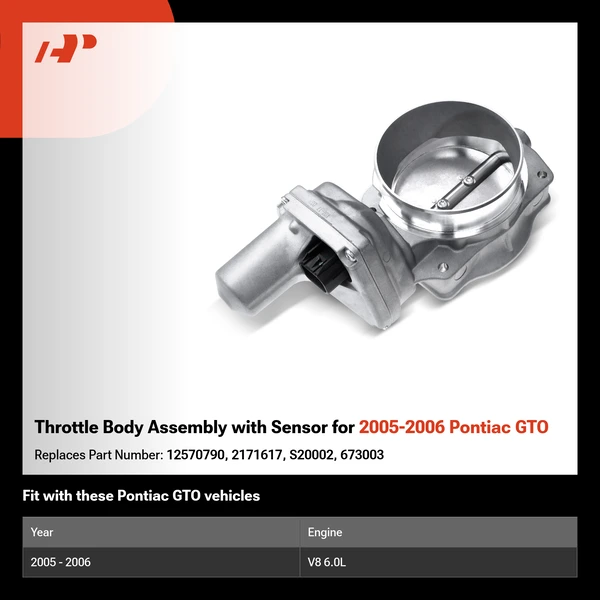 Throttle Body Assembly with Sensor for 2005-2006 Pontiac GTO