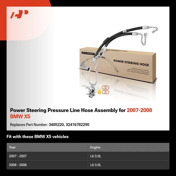 Power Steering Pressure Line Hose Assembly for 2007-2008 BMW X5