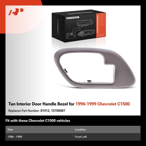 Tan Interior Door Handle Bezel for 1996-1999 Chevrolet C1500