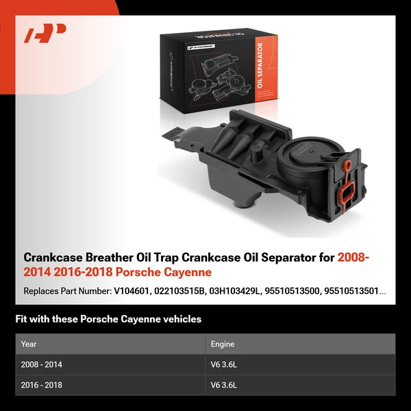 Crankcase Breather Oil Trap Crankcase Oil Separator for 2008-2014 2016-2018 Porsche Cayenne