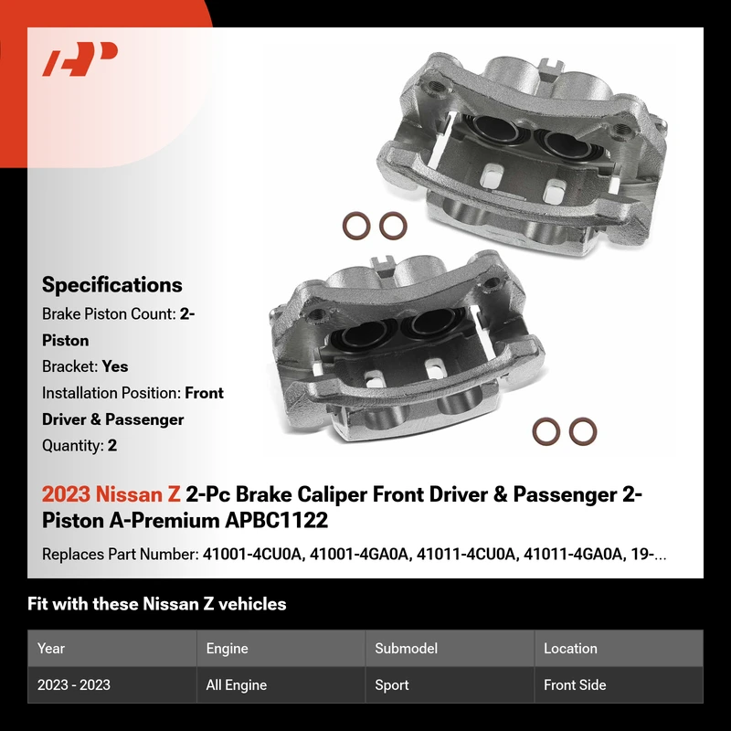2023 Nissan Z 2-Pc Brake Caliper Front Driver & Passenger 2-Piston A-Premium APBC1122