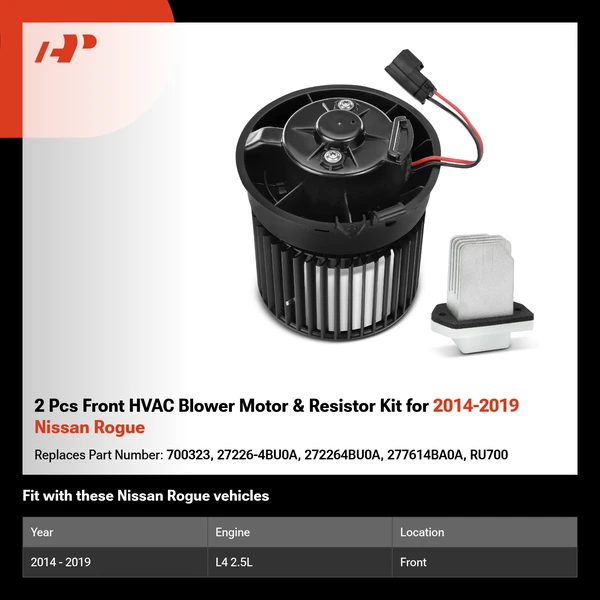 2 Pcs Front HVAC Blower Motor & Resistor Kit for 2014-2019 Nissan Rogue
