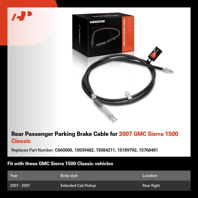 Rear Passenger Parking Brake Cable for 2007 GMC Sierra 1500 Classic