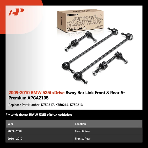 2009-2010 BMW 535i xDrive Sway Bar Link Front & Rear A-Premium APCA2105
