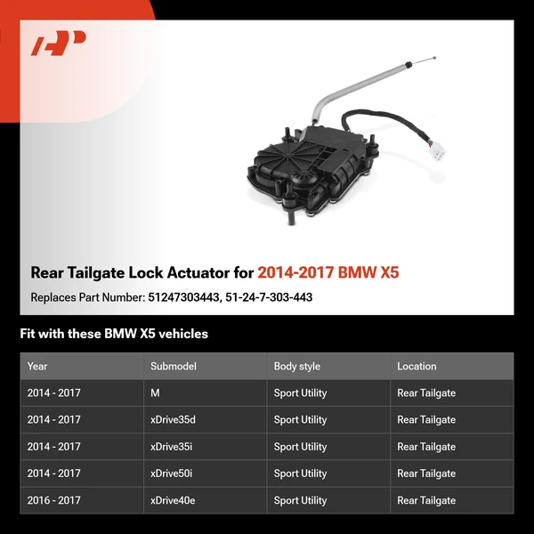 Rear Tailgate Lock Actuator for 2014-2017 BMW X5
