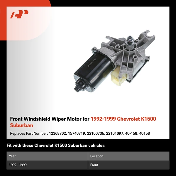 Front Windshield Wiper Motor for 1992-1999 Chevrolet K1500 Suburban
