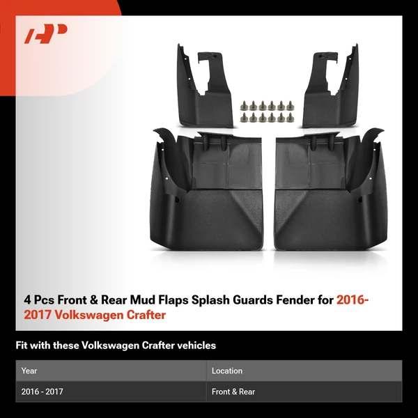 4 Pcs Front & Rear Mud Flaps Splash Guards Fender for 2016-2017 Volkswagen Crafter