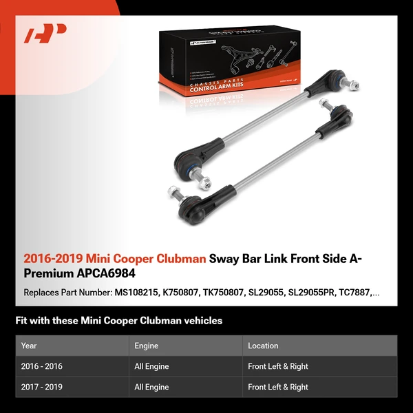 2016-2019 Mini Cooper Clubman Sway Bar Link Front Side A-Premium APCA6984