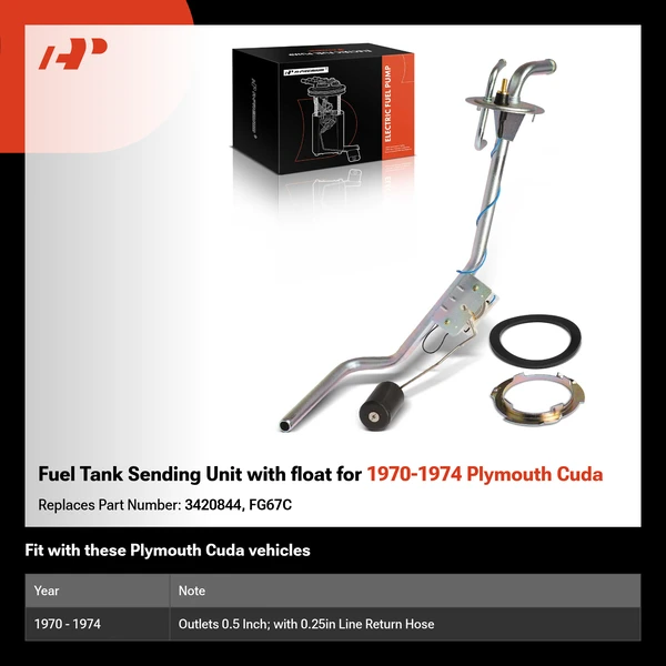 Fuel Tank Sending Unit with float for 1970-1974 Plymouth Cuda