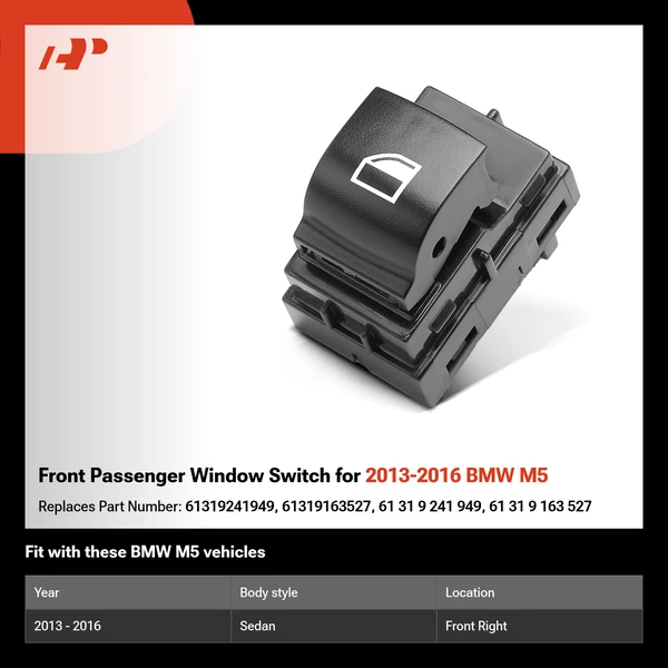 Front Passenger Window Switch for 2013-2016 BMW M5