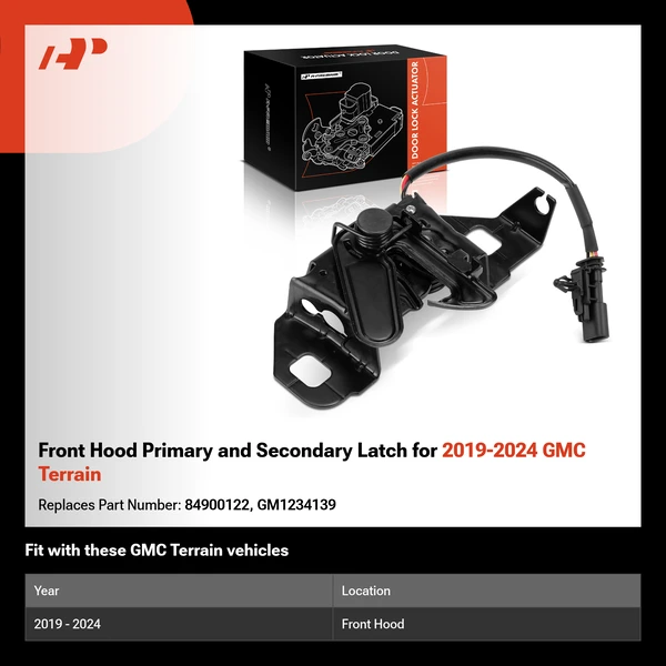 Front Hood Primary and Secondary Latch for 2019-2024 GMC Terrain