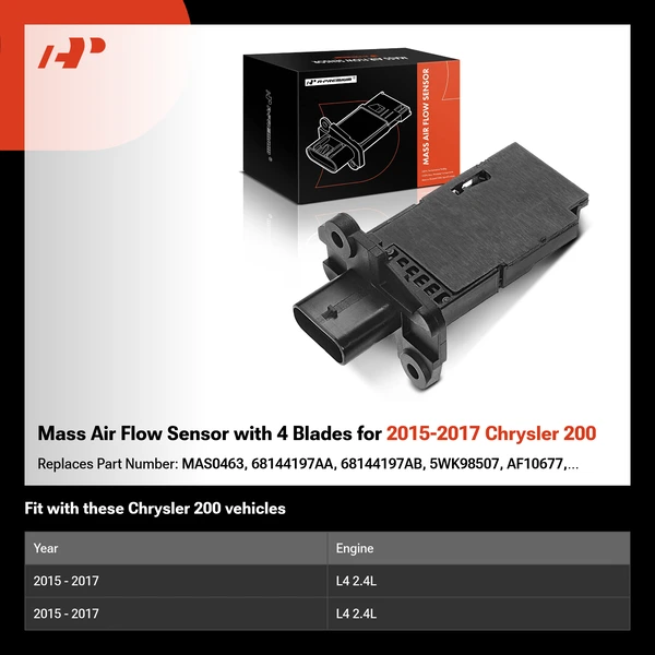 Mass Air Flow Sensor with 4 Blades for 2015-2017 Chrysler 200