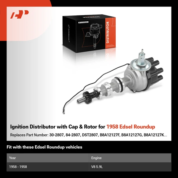 Ignition Distributor with Cap & Rotor for 1958 Edsel Roundup