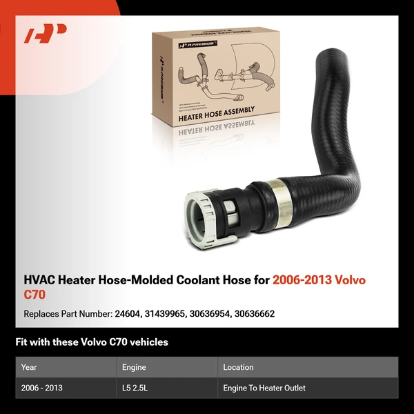 HVAC Heater Hose-Molded Coolant Hose for 2006-2013 Volvo C70