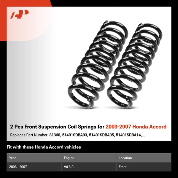 2 Pcs Front Suspension Coil Springs for 2003-2007 Honda Accord
