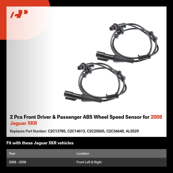 2 Pcs Front Driver & Passenger ABS Wheel Speed Sensor for 2008 Jaguar XKR