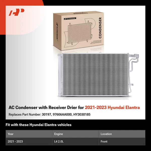 AC Condenser with Receiver Drier for 2021-2023 Hyundai Elantra