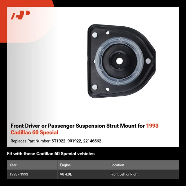 Front Driver or Passenger Suspension Strut Mount for 1993 Cadillac 60 Special
