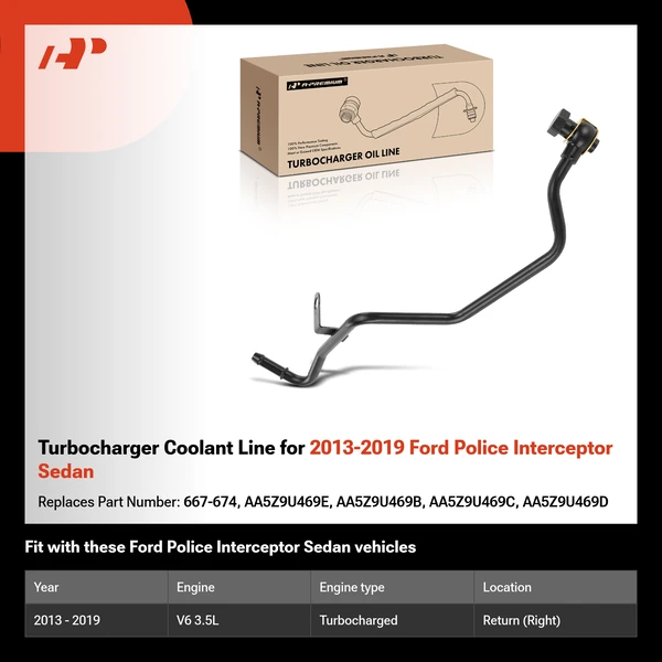 Turbocharger Coolant Line for 2013-2019 Ford Police Interceptor Sedan