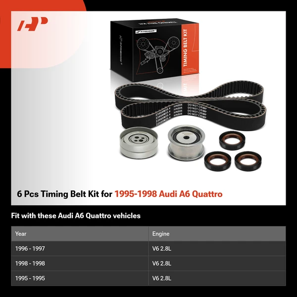 6 Pcs Timing Belt Kit for 1995-1998 Audi A6 Quattro