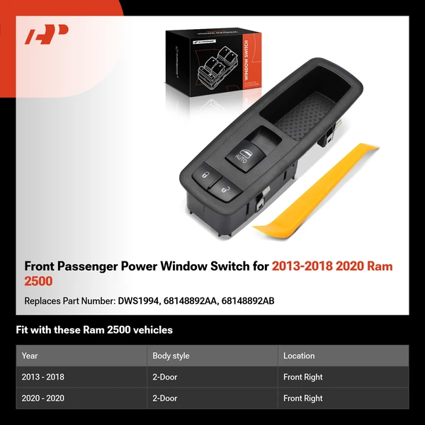 Front Passenger Power Window Switch for 2013-2018 2020 Ram 2500