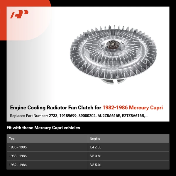 Engine Cooling Radiator Fan Clutch for 1982-1986 Mercury Capri