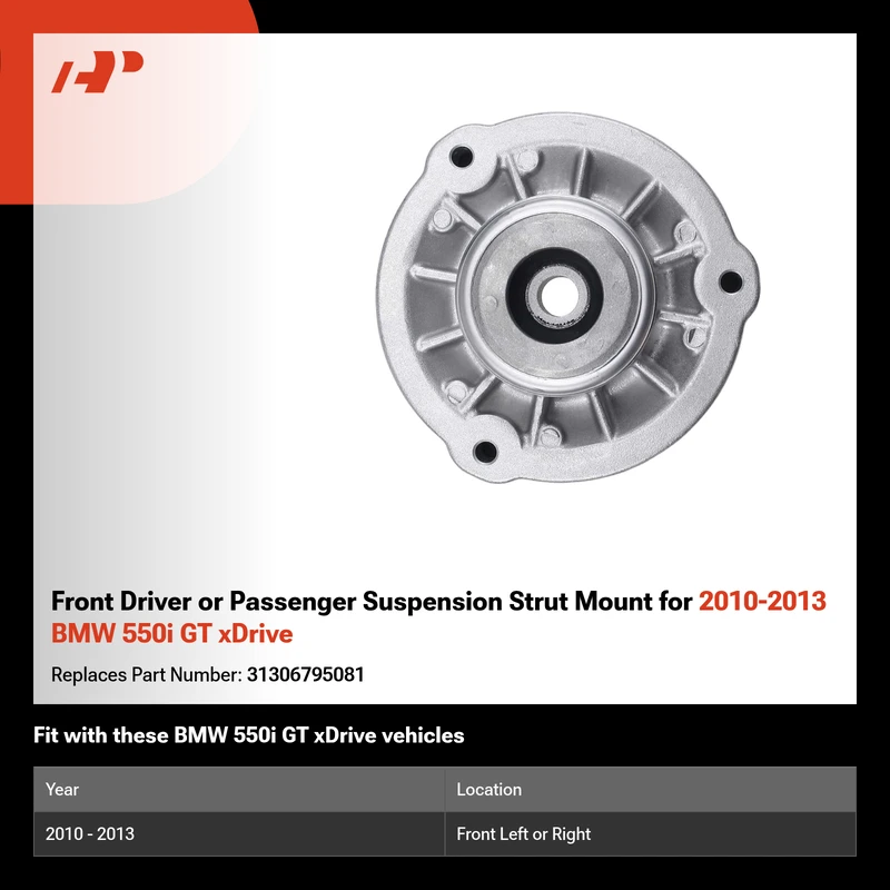 Front Driver or Passenger Suspension Strut Mount for 2010-2013 BMW 550i GT xDrive
