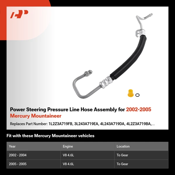 Power Steering Pressure Line Hose Assembly for 2002-2005 Mercury Mountaineer