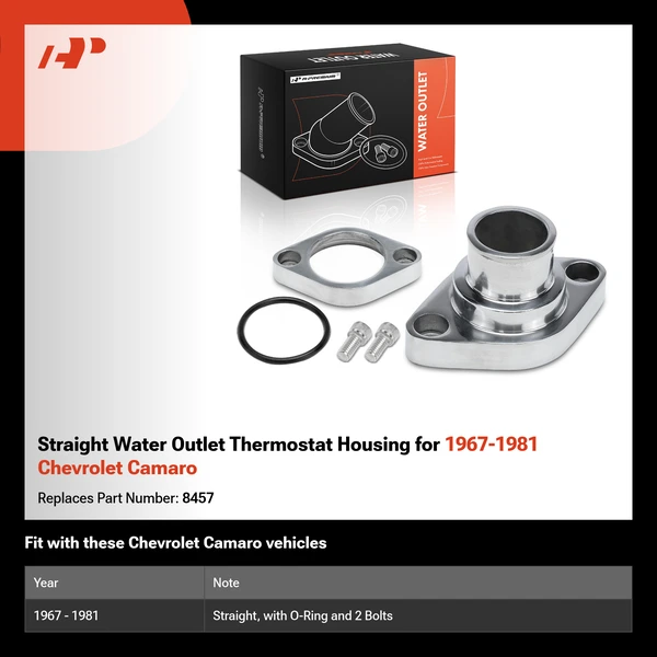 Straight Water Outlet Thermostat Housing for 1967-1981 Chevrolet Camaro