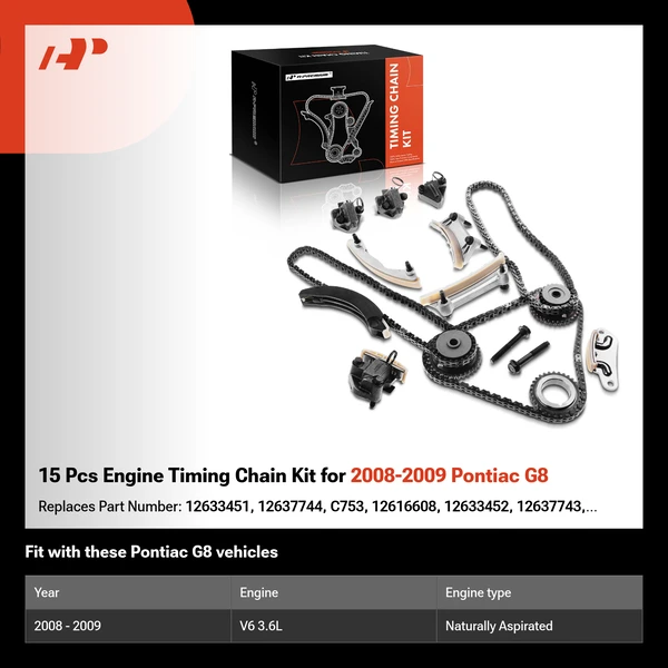 15 Pcs Engine Timing Chain Kit for 2008-2009 Pontiac G8
