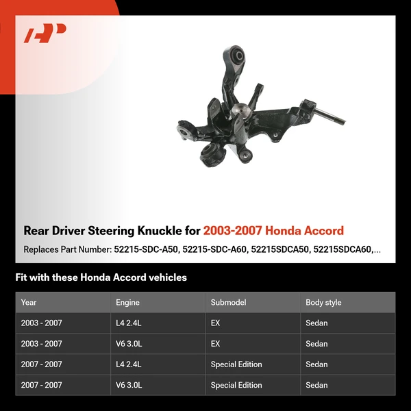 Rear Driver Steering Knuckle for 2003-2007 Honda Accord