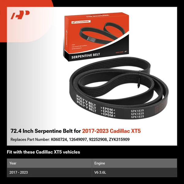 72.4 Inch Serpentine Belt for 2017-2023 Cadillac XT5