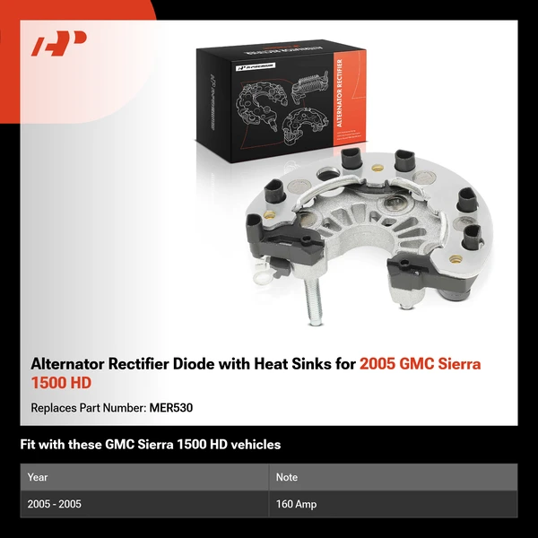 Alternator Rectifier Diode with Heat Sinks for 2005 GMC Sierra 1500 HD