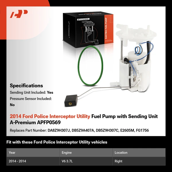 2014 Ford Police Interceptor Utility Fuel Pump with Sending Unit A-Premium APFP0569