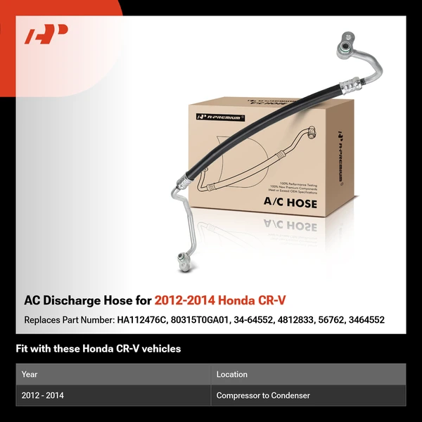 AC Discharge Hose for 2012-2014 Honda CR-V