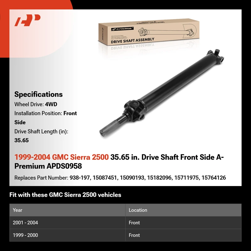 1999-2004 GMC Sierra 2500 35.65 in. Drive Shaft Front Side A-Premium APDS0958