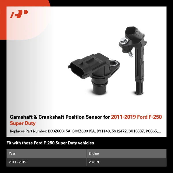 Camshaft & Crankshaft Position Sensor for 2011-2019 Ford F-250 Super Duty