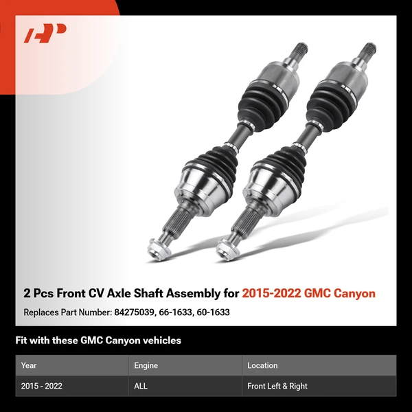 2 Pcs Front CV Axle Shaft Assembly for 2015-2022 GMC Canyon