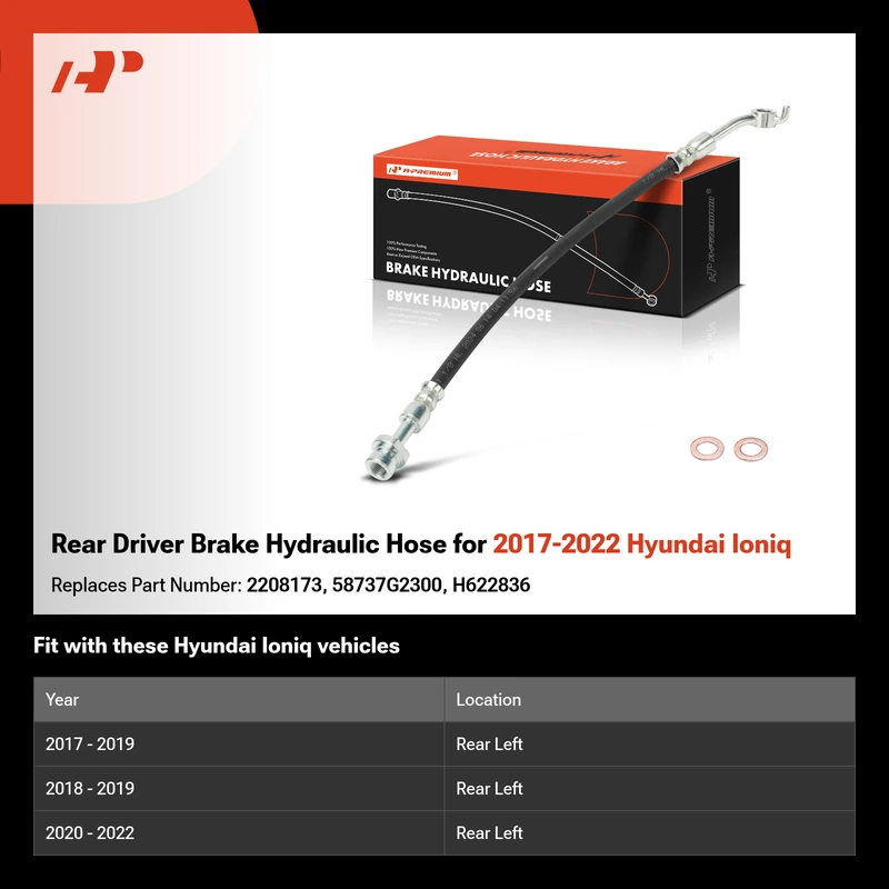 Rear Driver Brake Hydraulic Hose for 2017-2022 Hyundai Ioniq