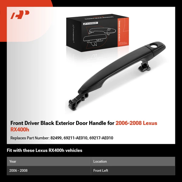Front Driver Black Exterior Door Handle for 2006-2008 Lexus RX400h