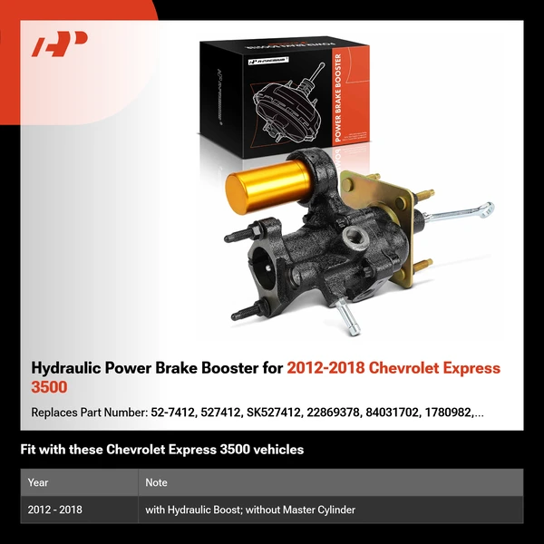 Hydraulic Power Brake Booster for 2012-2018 Chevrolet Express 3500
