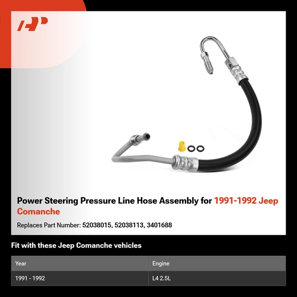 Power Steering Pressure Line Hose Assembly for 1991-1992 Jeep Comanche