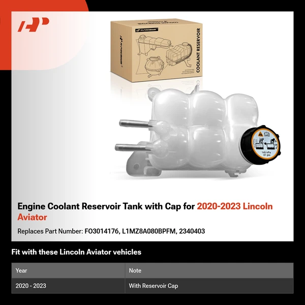 Engine Coolant Reservoir Tank with Cap for 2020-2023 Lincoln Aviator