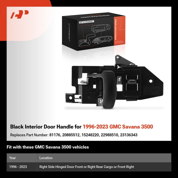 Black Interior Door Handle for 1996-2023 GMC Savana 3500