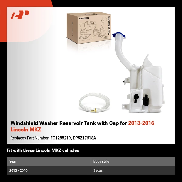 Windshield Washer Reservoir Tank with Cap for 2013-2016 Lincoln MKZ