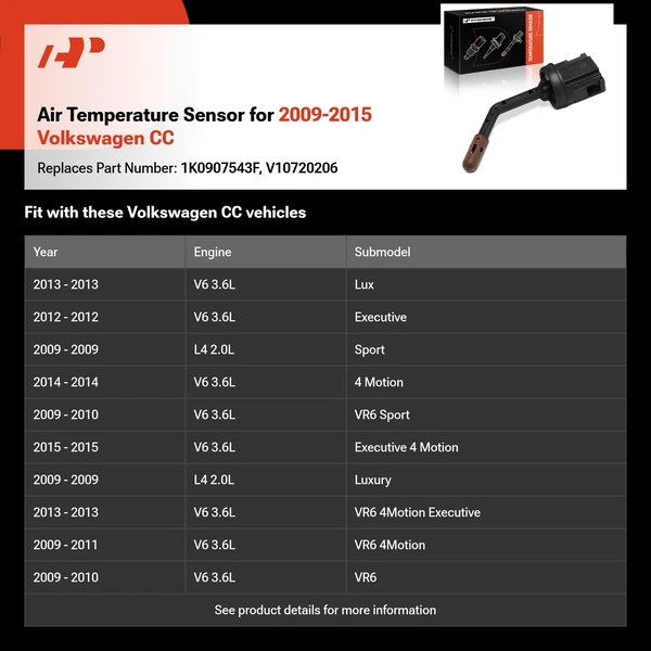 Air Temperature Sensor for 2009-2015 Volkswagen CC