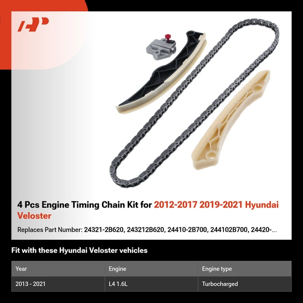 4 Pcs Engine Timing Chain Kit for 2012-2017 2019-2021 Hyundai Veloster